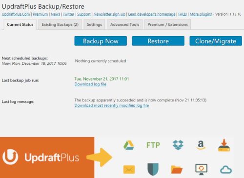 Backup your website file